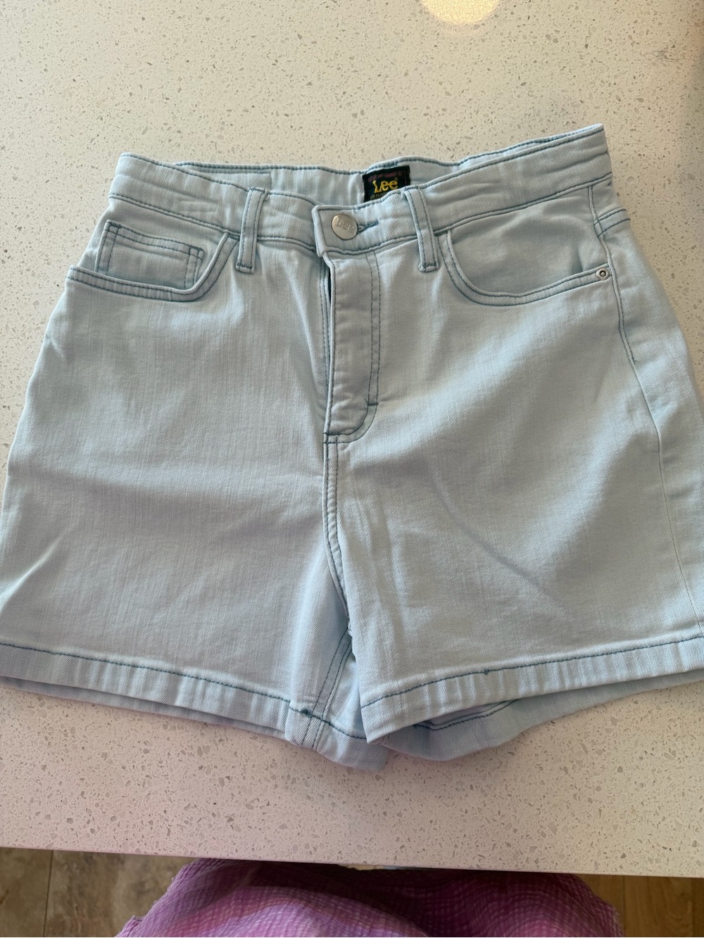Lee Women's Pale Blue High-Rise Denim Shorts